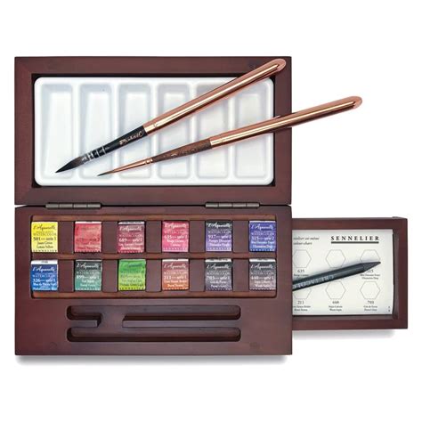 sennelier watercolor metal box 12 half pan set|sennelier l'aquarelle watercolor.